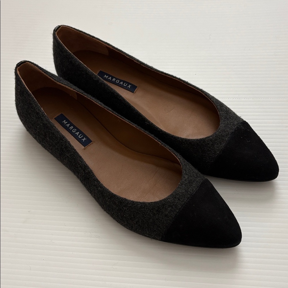 Margaux Women's The Pointe Grey Flannel Charcoal and Black Flats 39N